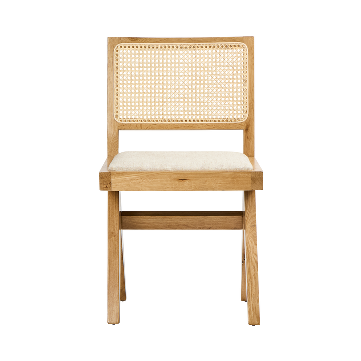 Lexi Scissor Leg Side Chair Oak Frame Natural Fabric