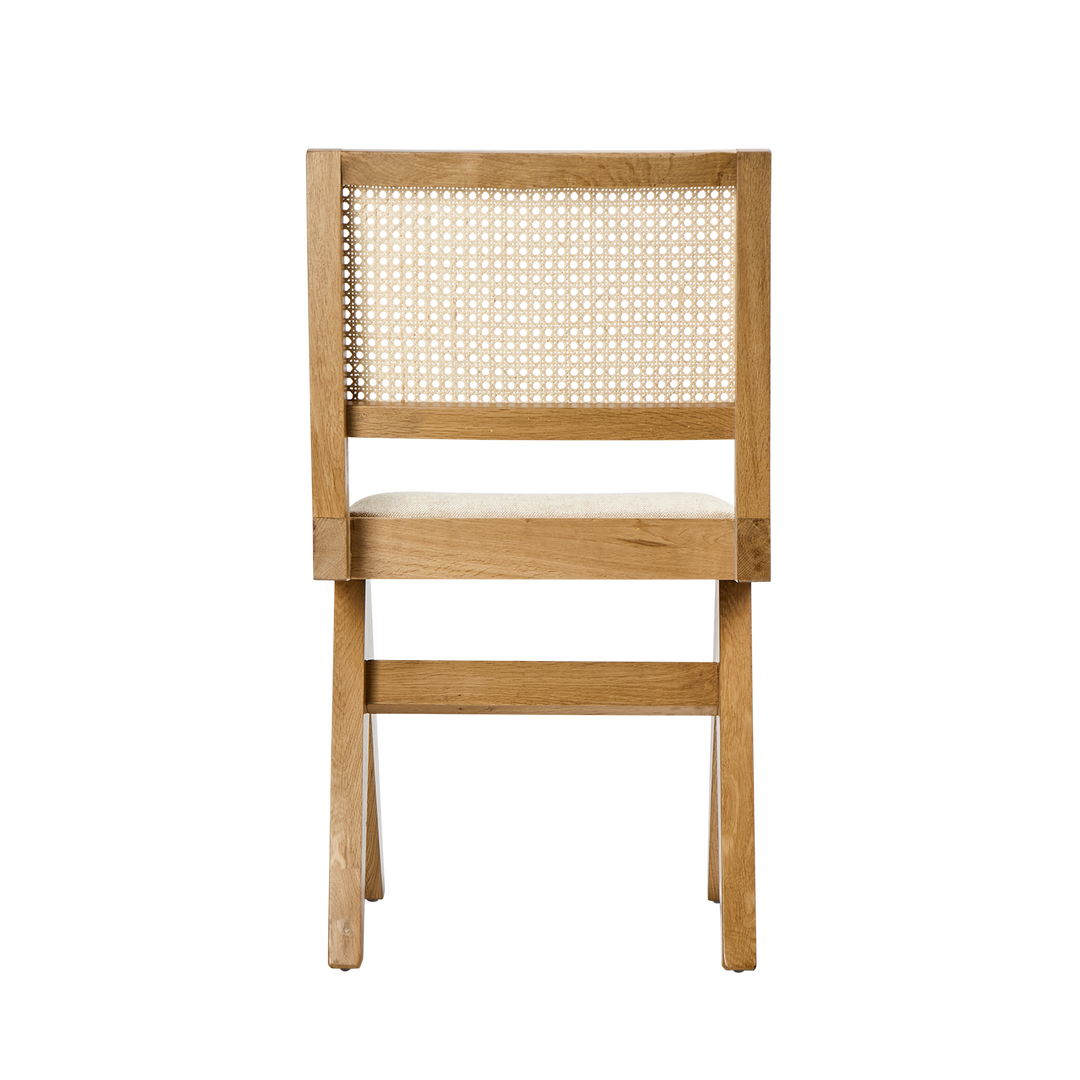 Lexi Scissor Leg Side Chair Oak Frame Natural Fabric