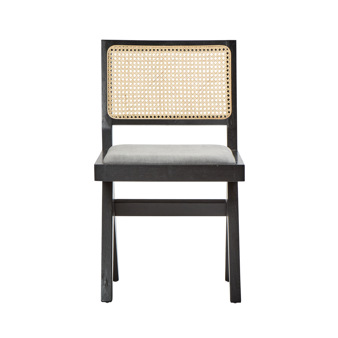 Lexi Scissor Leg Side Chair Black Frame Grey Fabric