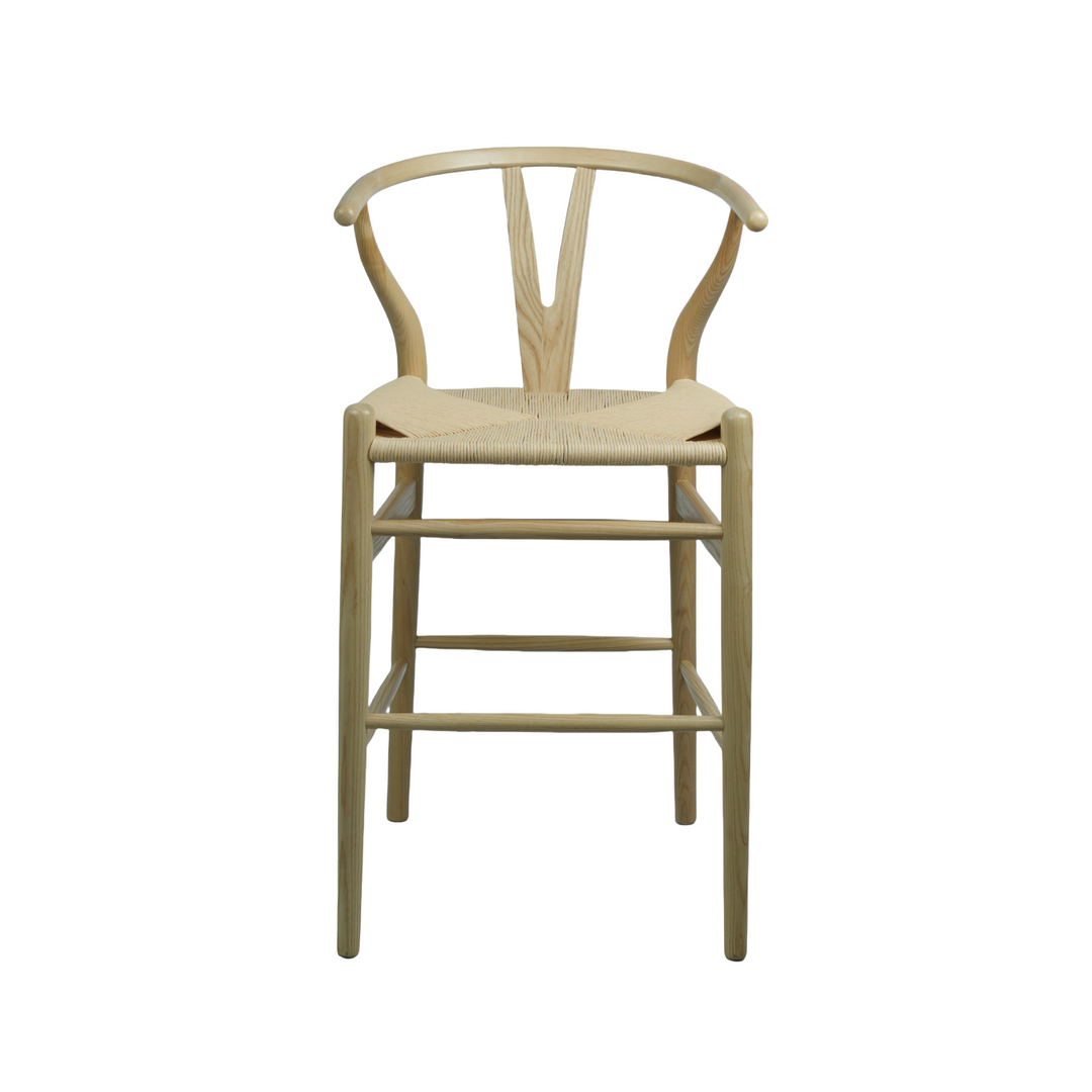 Atlas Bar Stool Ash Frame Natural Seat 65cm