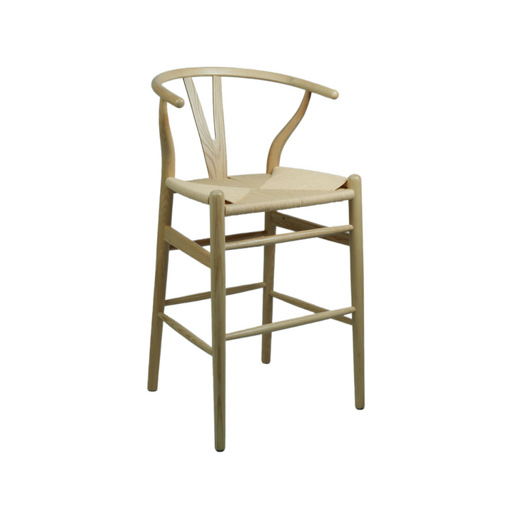 Atlas Bar Stool Ash Frame Natural Seat 65cm