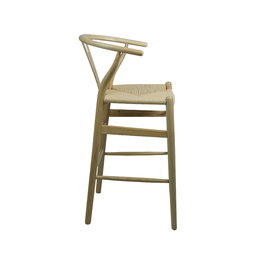 Atlas Bar Stool Ash Frame Natural Seat 65cm