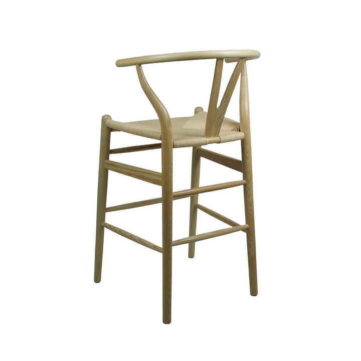 Atlas Bar Stool Ash Frame Natural Seat 65cm