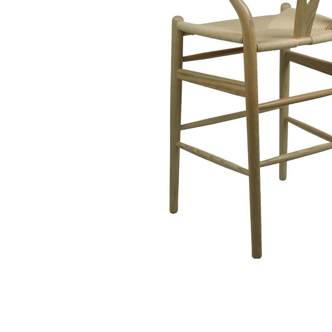 Atlas Bar Stool Ash Frame Natural Seat 65cm