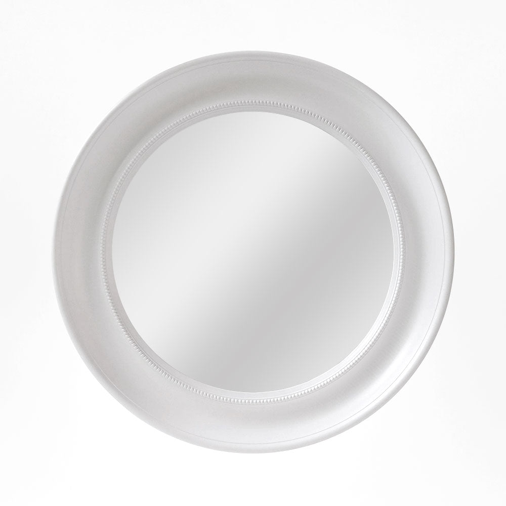 Samantha White Round Beaded Mirror