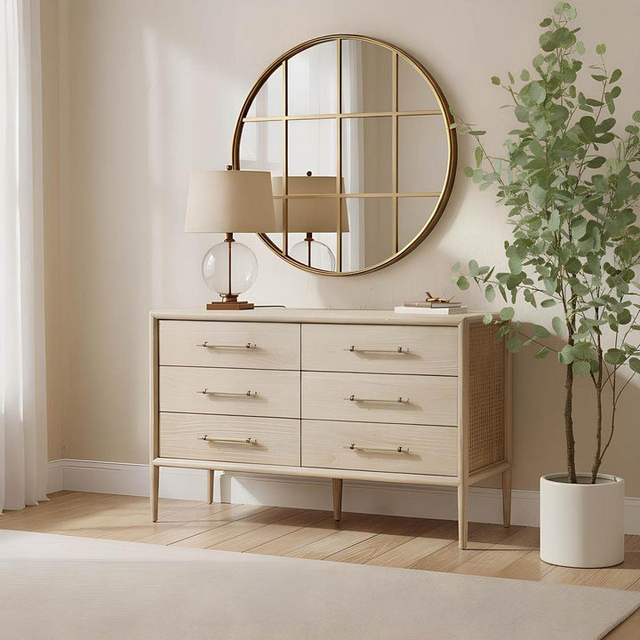 Ivy Small Antique Brass And Glass With Natural Linen Shade