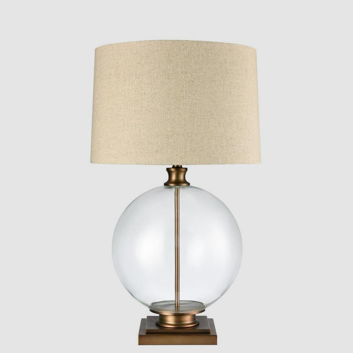 Ivy Antique Brass And Glass With Natural Linen Shade