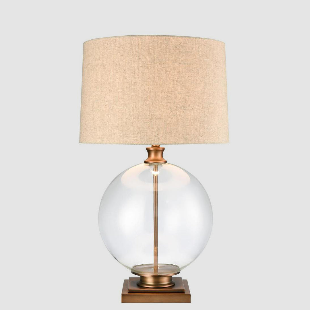 Ivy Antique Brass And Glass With Natural Linen Shade