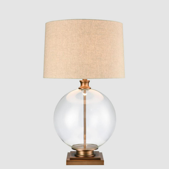 Ivy Antique Brass And Glass With Natural Linen Shade