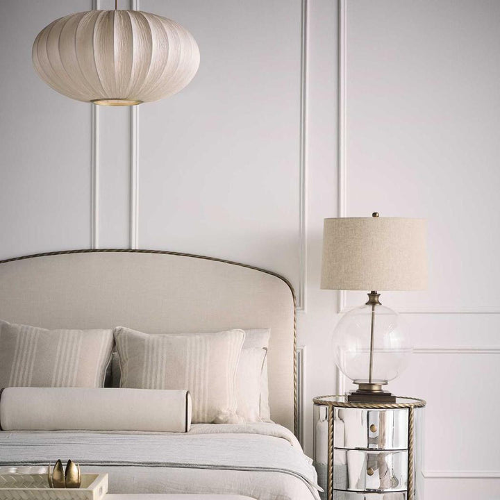 Ivy Antique Brass And Glass With Natural Linen Shade