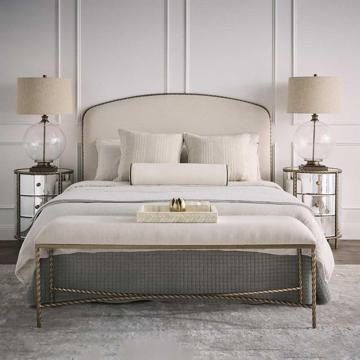 Ivy Antique Brass And Glass With Natural Linen Shade