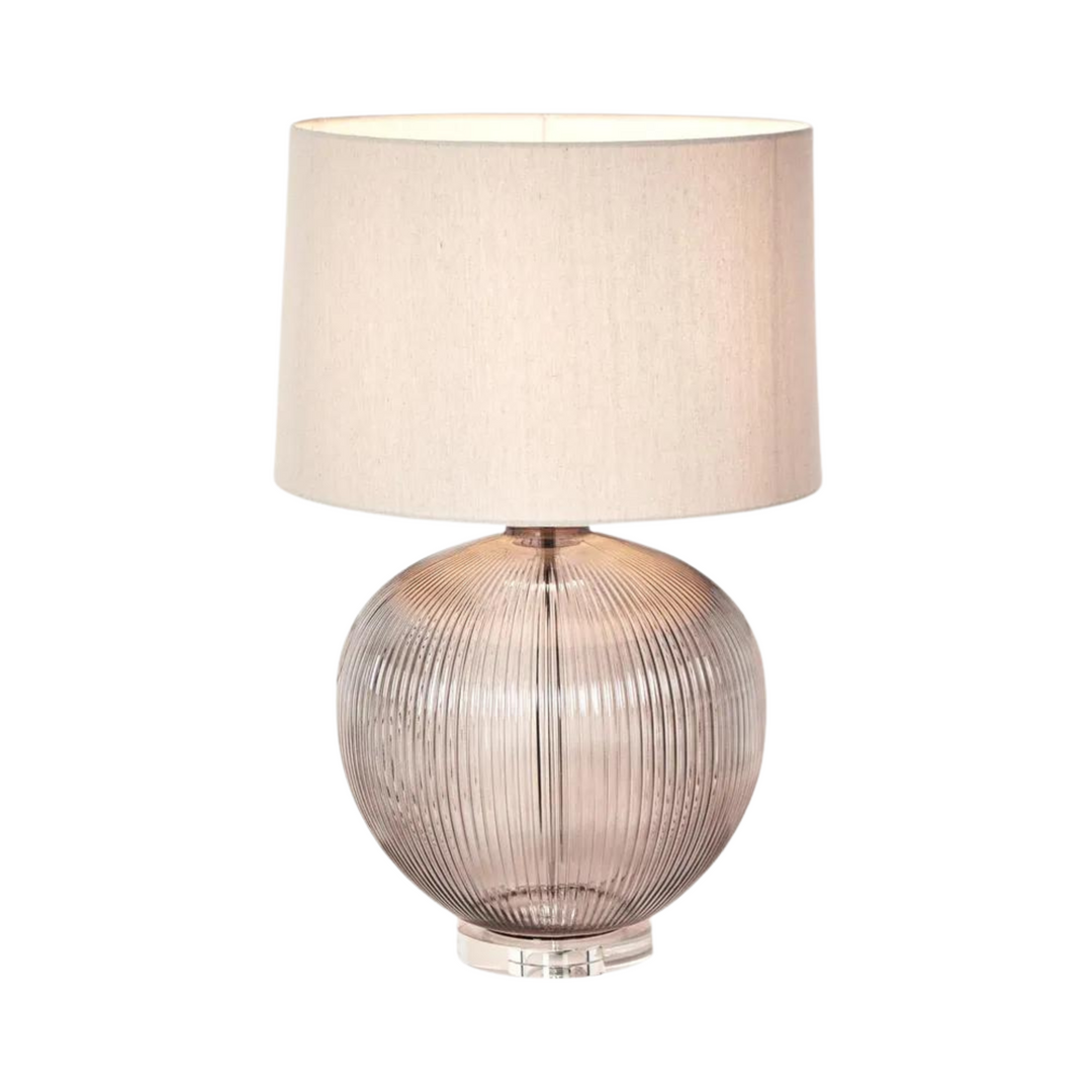 Linden Smoke Glass Table Lamp with Natural Linen Shade