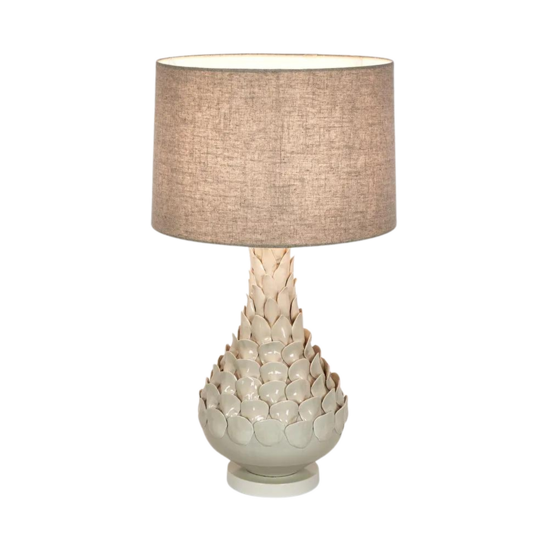 Petal Ceramic Table Lamp with Natural Linen Shade