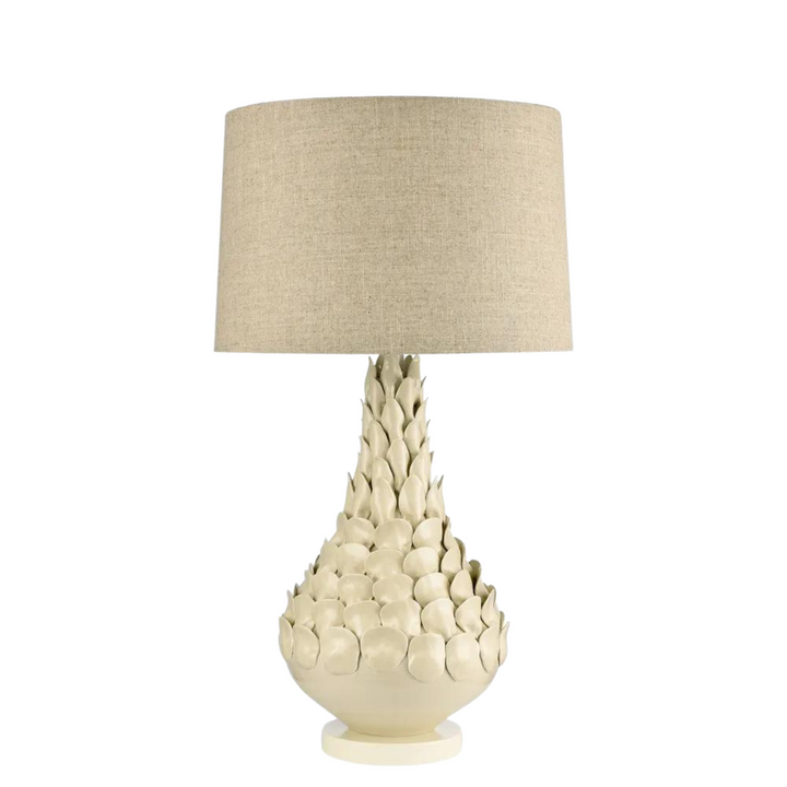 Petal Ceramic Table Lamp with Natural Linen Shade