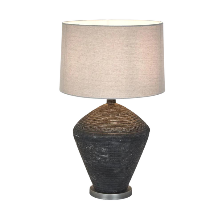 Meridien Black Lamp with Natural Linen Shade