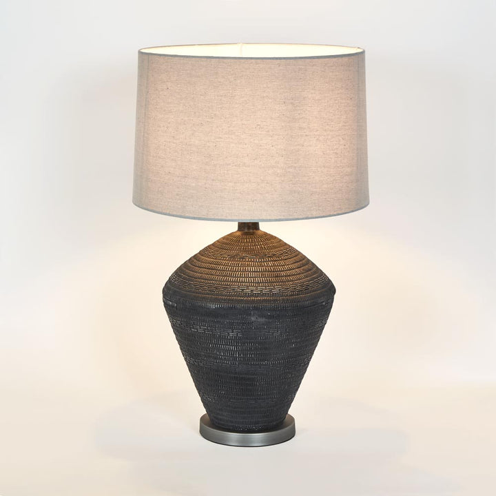 Meridien Black Lamp with Natural Linen Shade