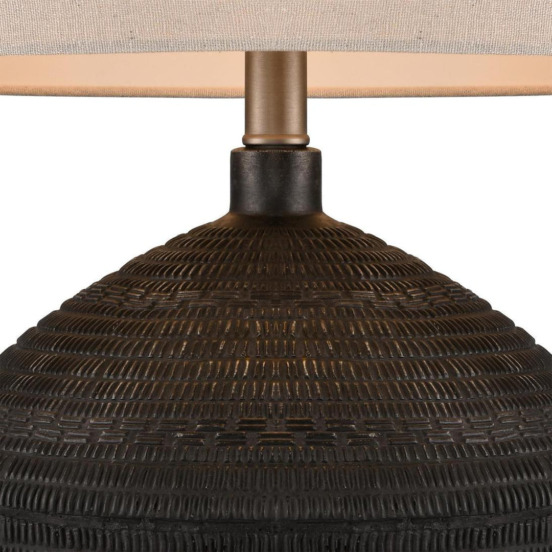 Meridien Black Lamp with Natural Linen Shade