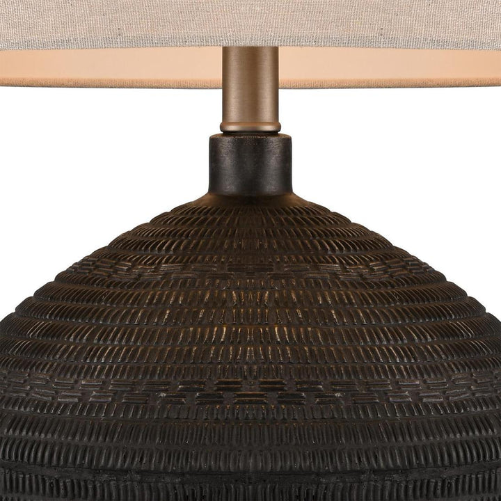 Meridien Black Lamp with Natural Linen Shade