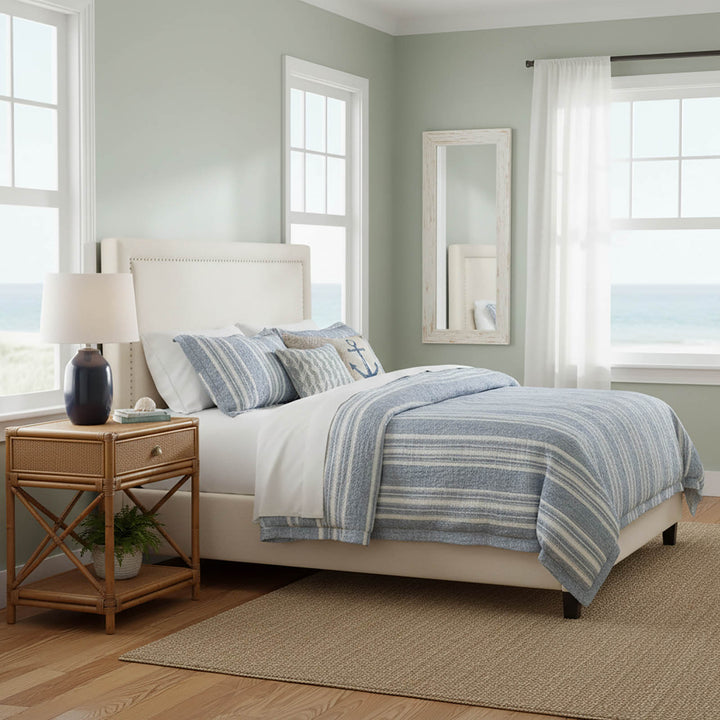 Cayman Rattan Hamptons One Drawer Bedside Table W/Shell Handle