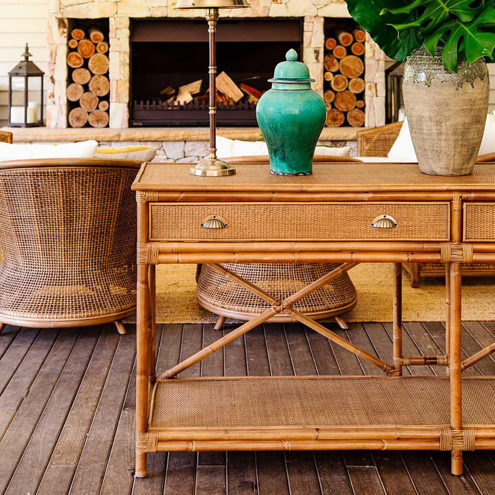 Cayman Large 2 Draw Rattan Console