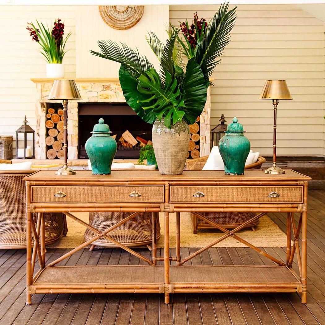 Cayman Large 2 Draw Rattan Console