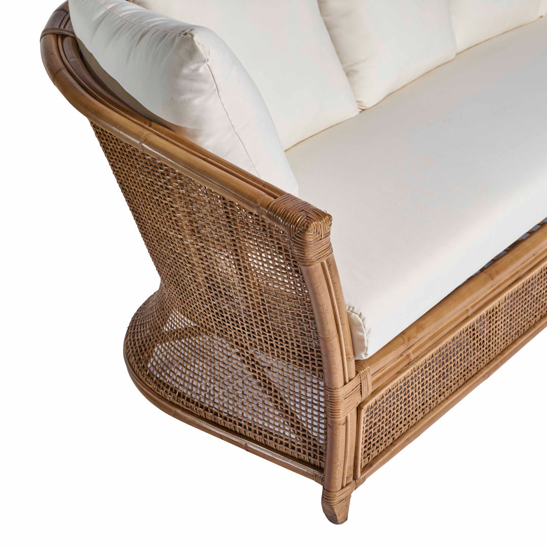 Cayman 3 Seat Rattan Sofa Cream Cushion