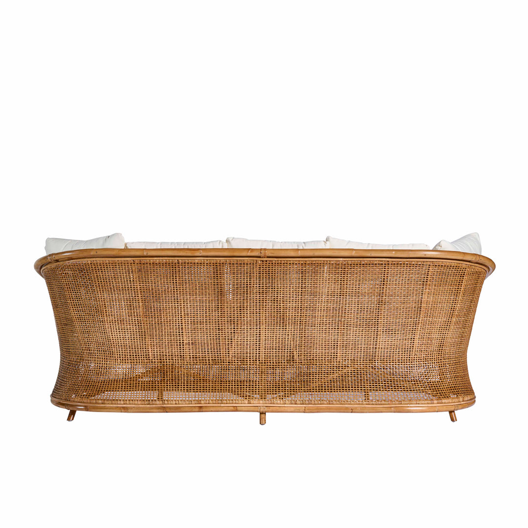 Cayman 3 Seat Rattan Sofa Cream Cushion