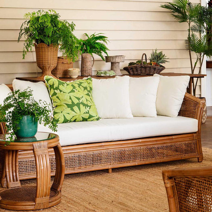 Cayman 3 Seat Rattan Sofa Cream Cushion
