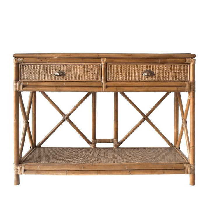 Cayman Rattan 2 Drawer Hamptons Console