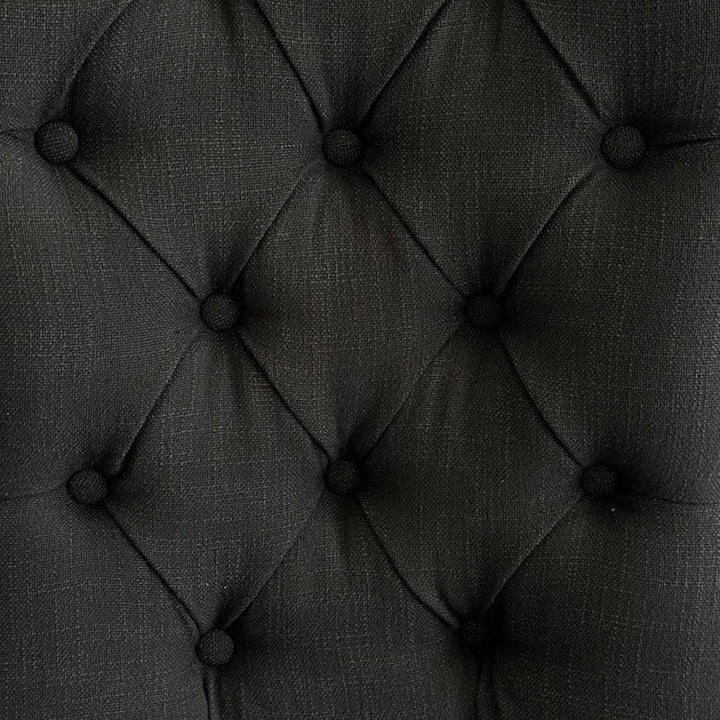 Diana Buttoned Hamptons Dining Chair Charcoal Linen Blend