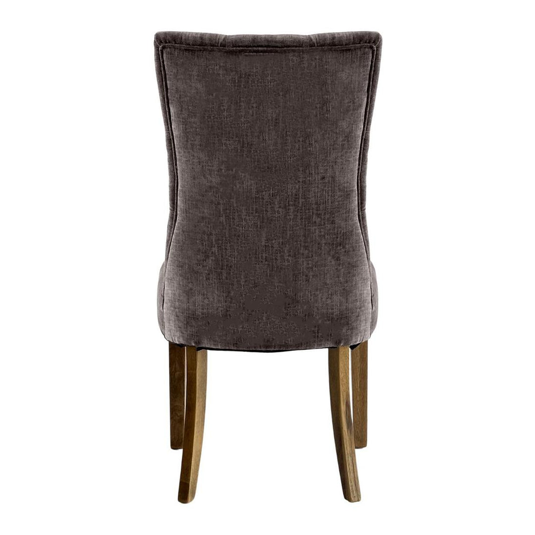 Diana Buttoned Hamptons Dining Chair Silver Grey Linen Blend