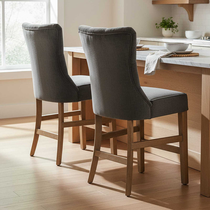 Silver Grey Counter Stool with Buttons