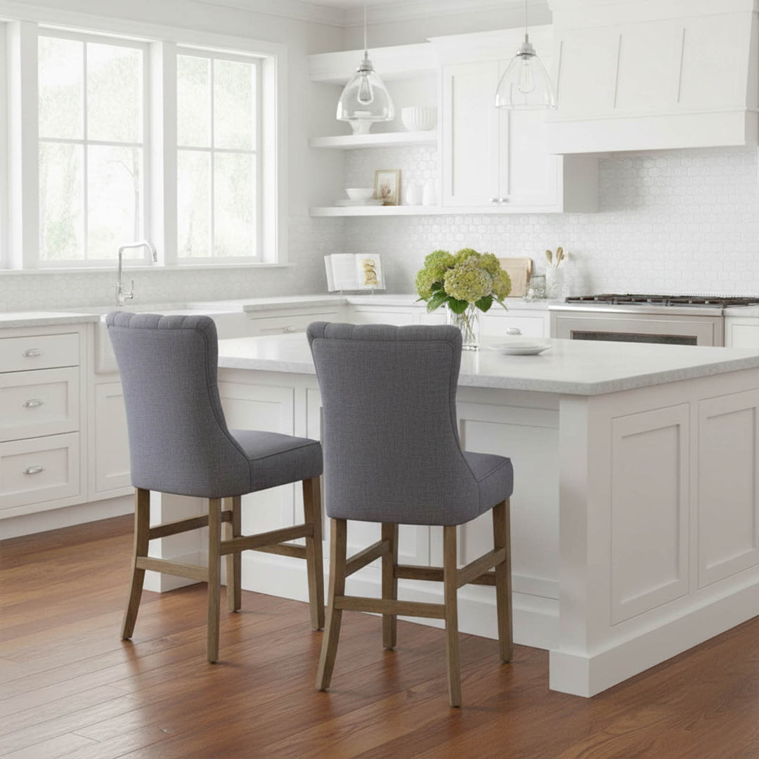 Storm Grey Counter Chair with Buttons