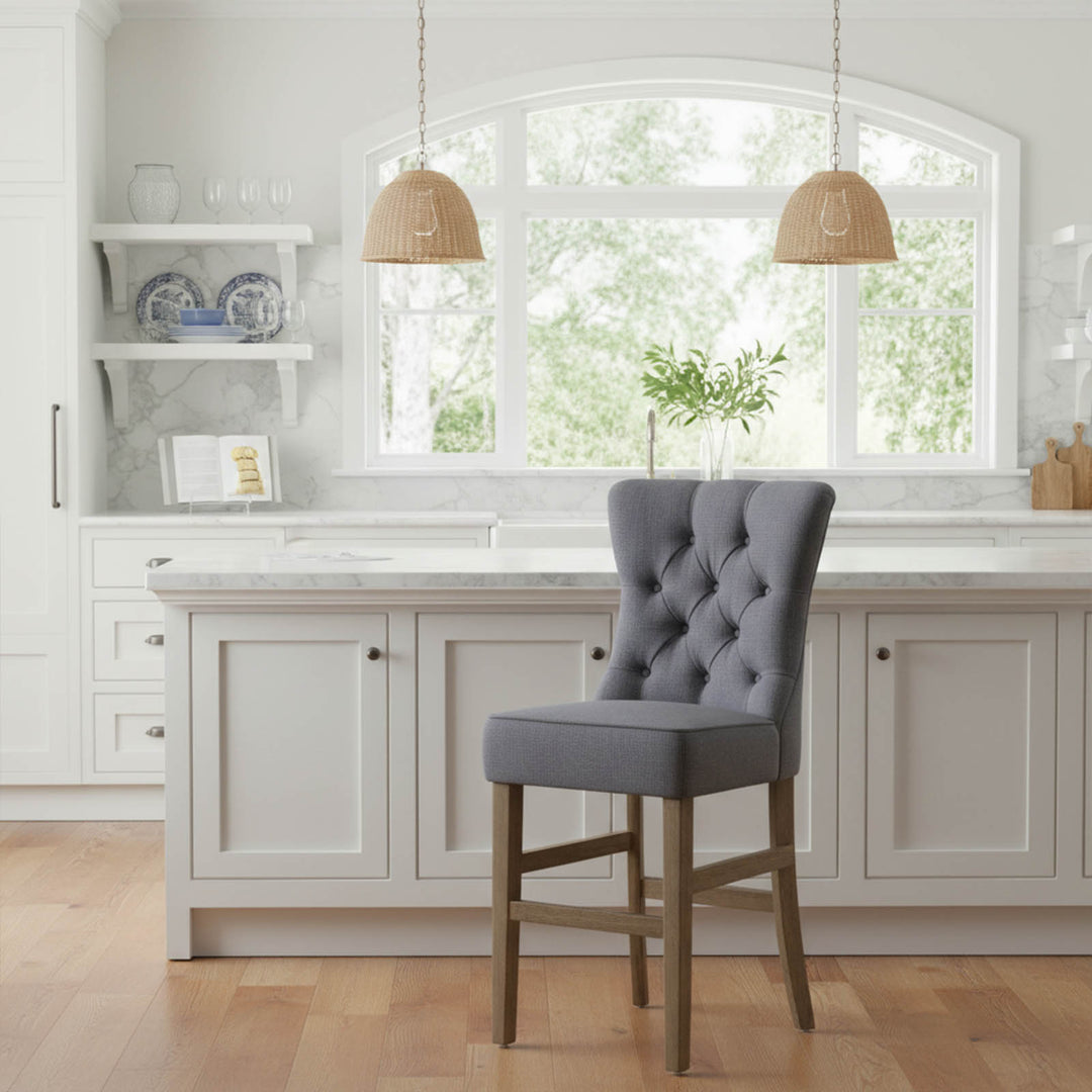 Storm Grey Counter Chair with Buttons