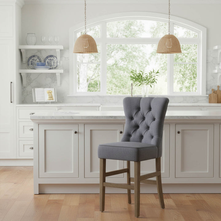 Storm Grey Counter Chair with Buttons