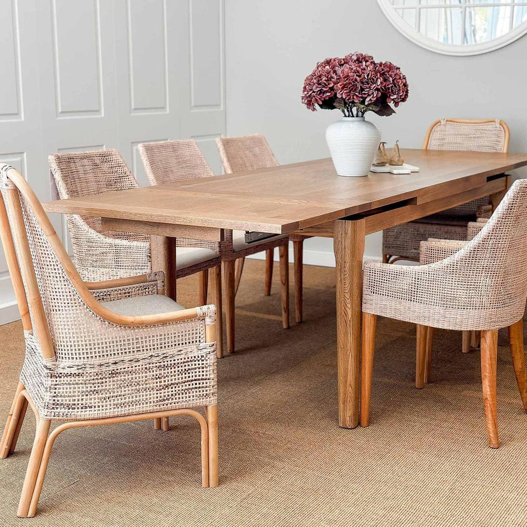 Barossa Extendable Hamptons Dining Table Oakwood 180cm - 280cm
