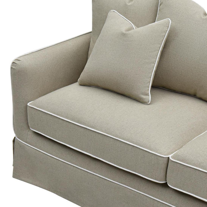 Slip Cover Only - Noosa Hamptons 2.5 Seat Sofa Natural W/White Piping