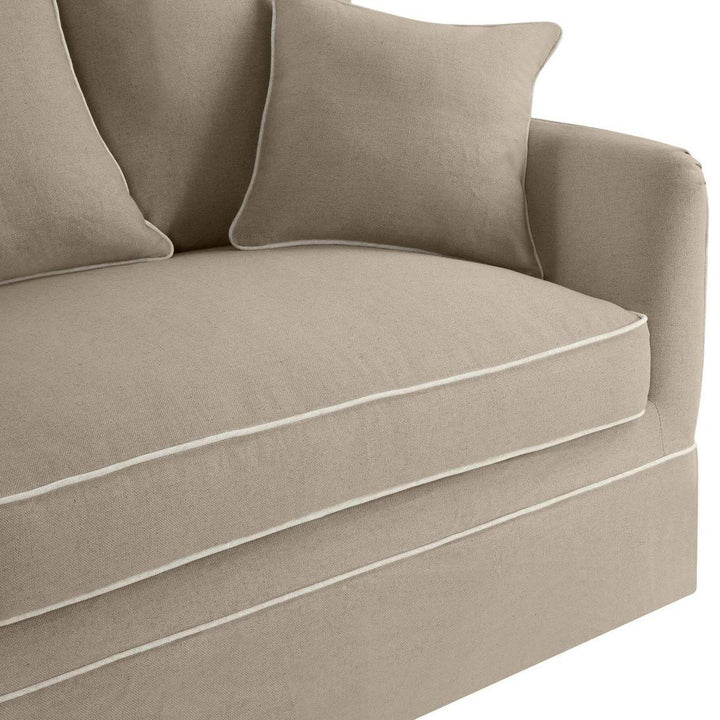 Slip Cover Only - Noosa Hamptons 3 Seat Sofa Natural W/White Piping