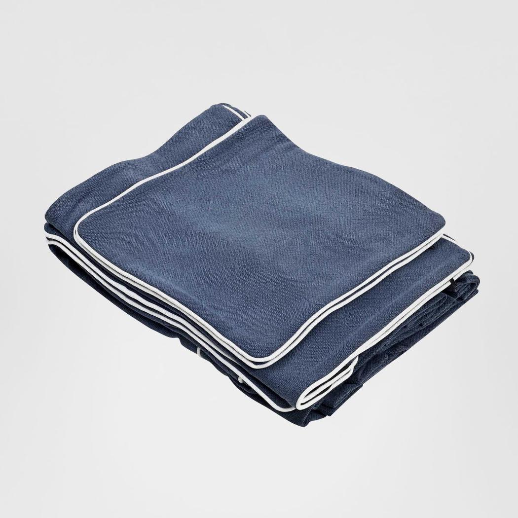 Slip Cover Only - Noosa Hamptons 1.5 Seat Sofa Navy W/White Piping
