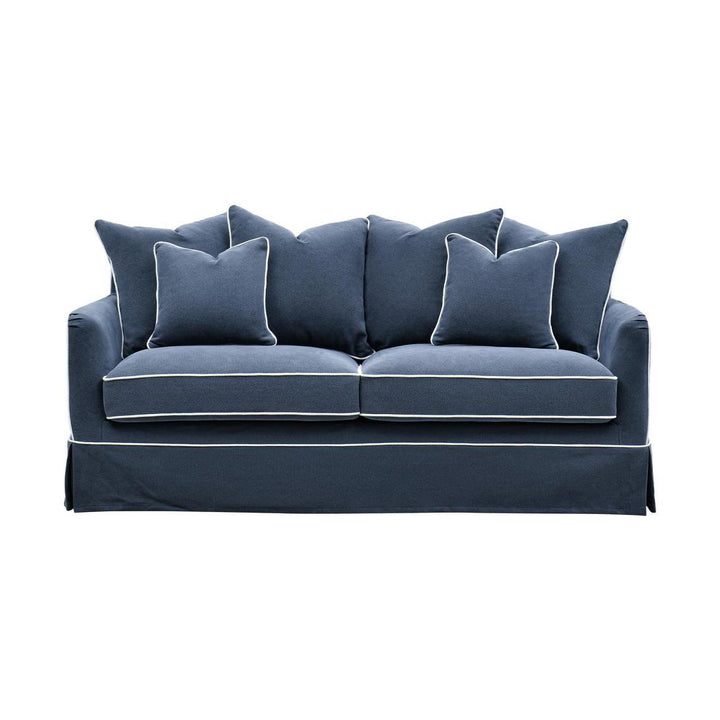 Slip Cover Only - Noosa Hamptons 2.5 Seat Sofa Navy W/White Piping