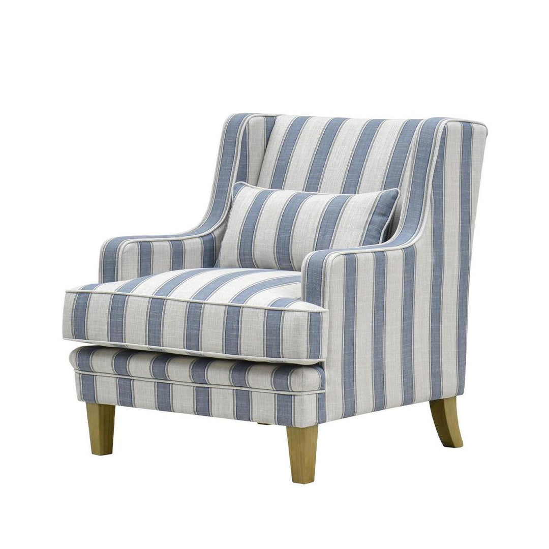 Bondi Hamptons Armchair Blue Sky Stripe W/White Piping