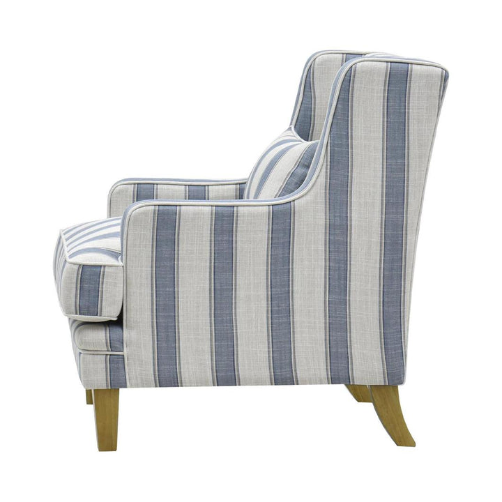 Bondi Hamptons Armchair Blue Sky Stripe W/White Piping