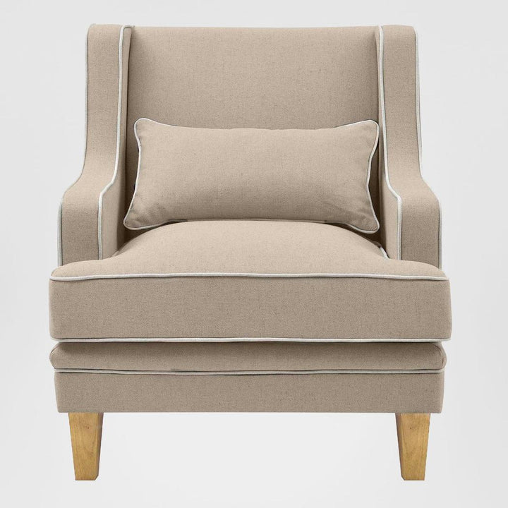 Bondi Hamptons Armchair Natural W/ White Piping