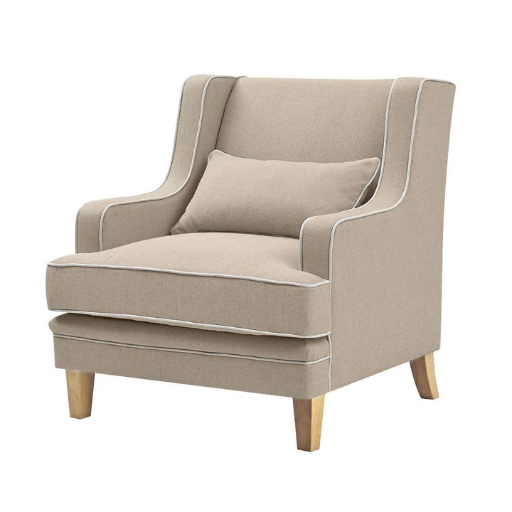 Bondi Hamptons Armchair Natural W/ White Piping