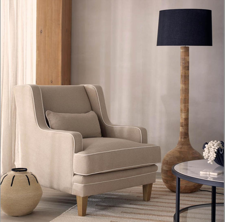 Bondi Hamptons Armchair Natural W/ White Piping