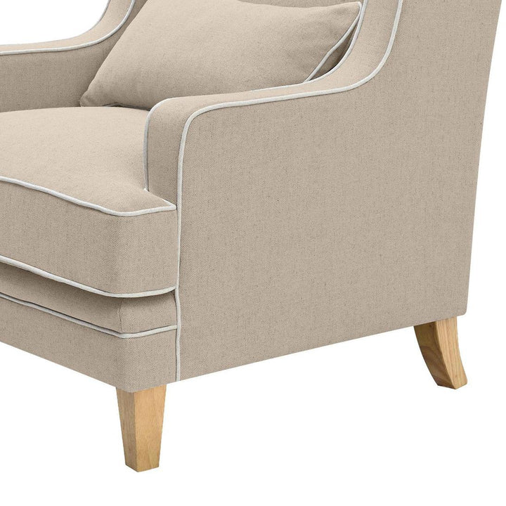 Bondi Hamptons Armchair Natural W/ White Piping