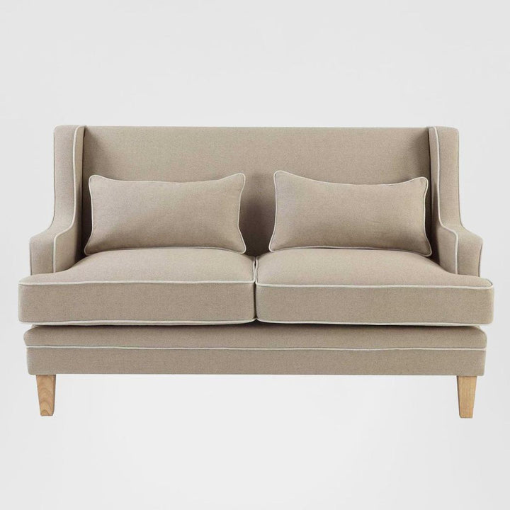 Bondi Hamptons 2 Seat Sofa Natural W/ White Piping