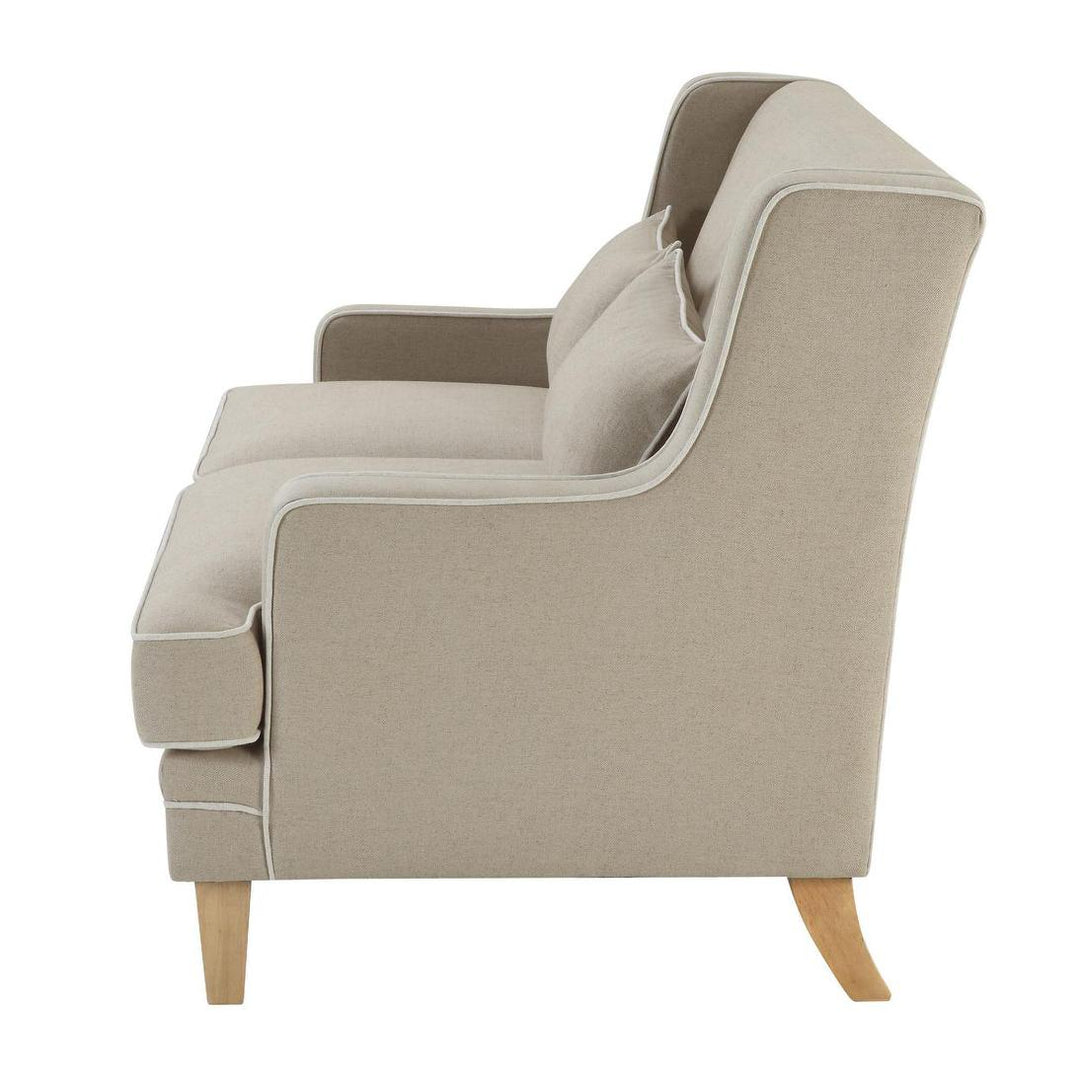 Bondi Hamptons 2 Seat Sofa Natural W/ White Piping