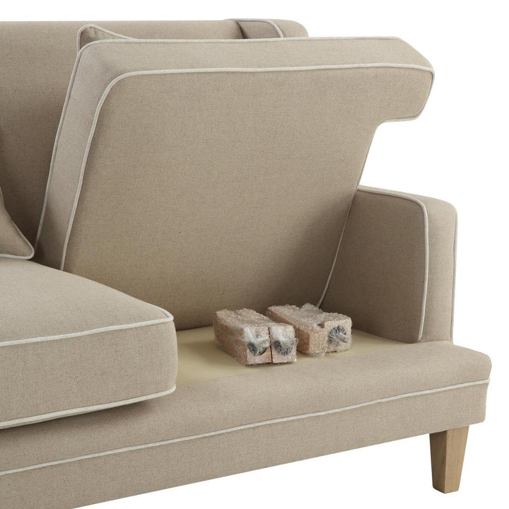 Bondi Hamptons 2 Seat Sofa Natural W/ White Piping