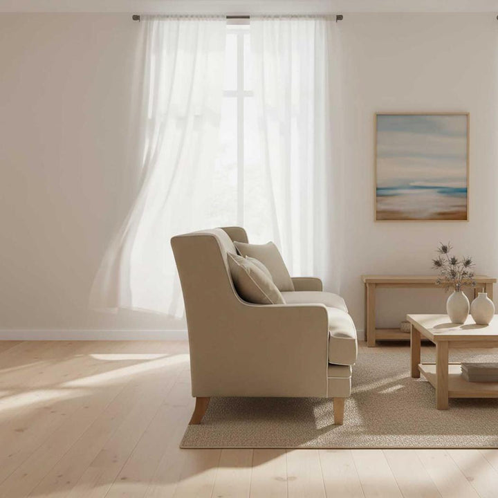 Bondi Hamptons 3 Seat Sofa Natural/White Piping